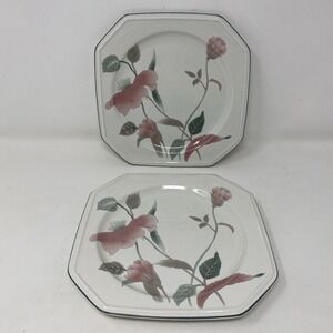 Lot of 2 Mikasa Continental Silk Flowers Dessert Side Plate 8.5" Octagonal F3003